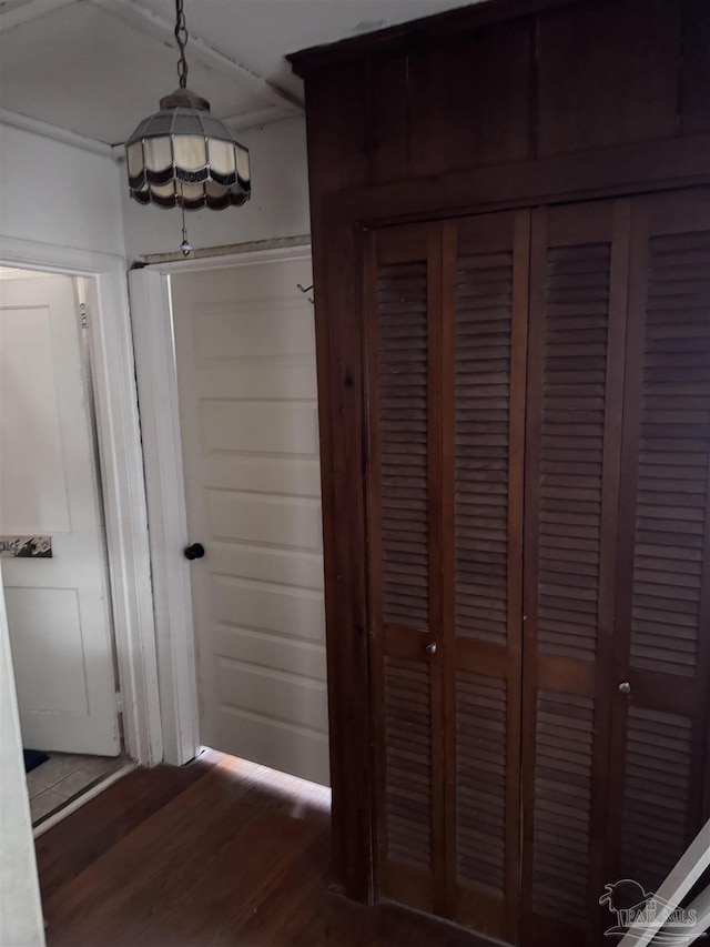 hall featuring dark wood-style flooring