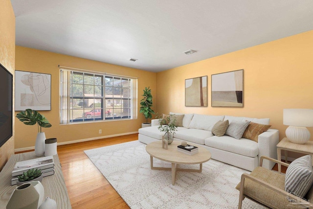 living room featuring light hardwood / wood-style flooring