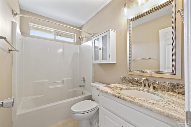 3729 Tiger Point Blvd, Gulf Breeze, FL 32563 - bathroom featuring toilet, vanity, tile patterned floors, and shower / bathtub combination