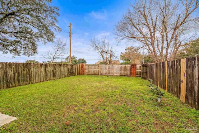 view of yard featuring a fenced backyard