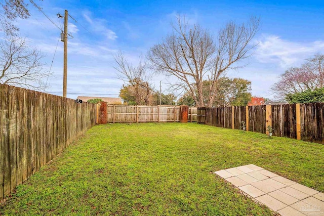 view of yard featuring a fenced backyard