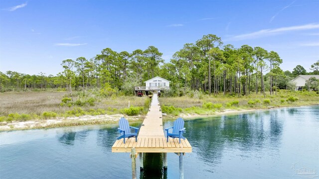 dock area featuring a water view