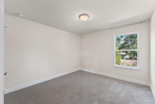 empty room with carpet and a textured ceiling