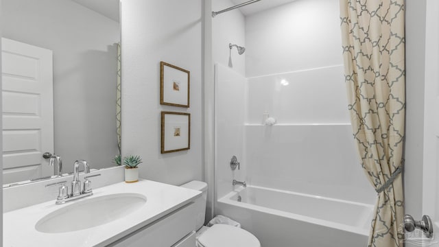 9869 Starling Dr, Pensacola, FL 32506 - bathroom with shower / bath combination with curtain, toilet, and vanity