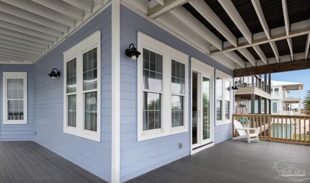 wooden deck with a porch