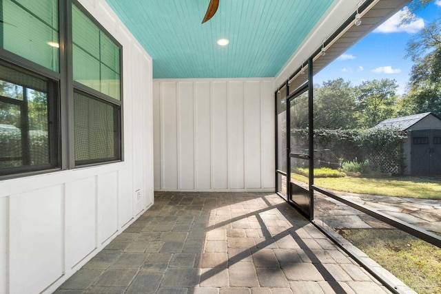 view of unfurnished sunroom