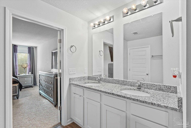 bathroom featuring vanity and a textured ceiling