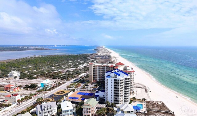 13335 Johnson Beach Rd Unit 1003, Pensacola, FL 32507 - drone / aerial view with a water view and a view of the beach