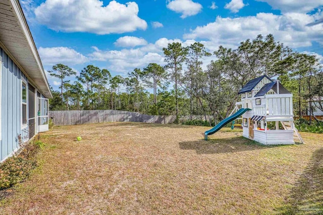 view of yard featuring a playground