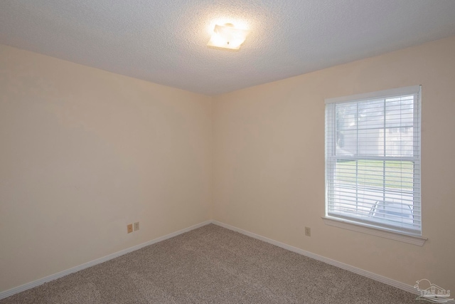 empty room featuring a textured ceiling and carpet floors