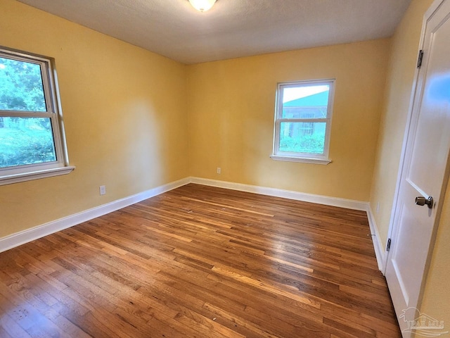 spare room with hardwood / wood-style floors