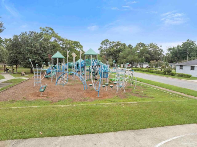 view of playground featuring a yard