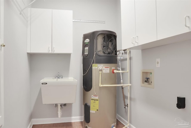 utility room with sink and water heater