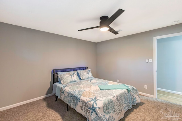 bedroom with carpet and ceiling fan