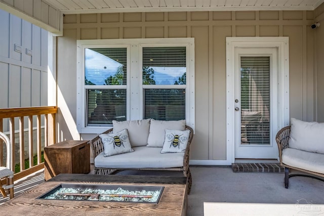 property entrance with a patio area