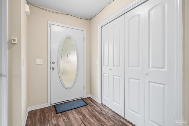 foyer with dark wood-type flooring