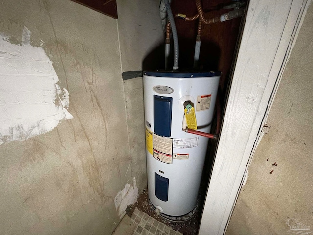 utility room featuring electric water heater