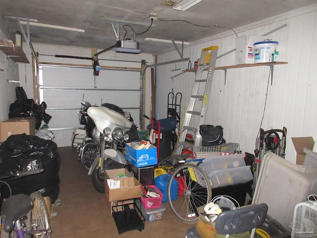 garage with a garage door opener