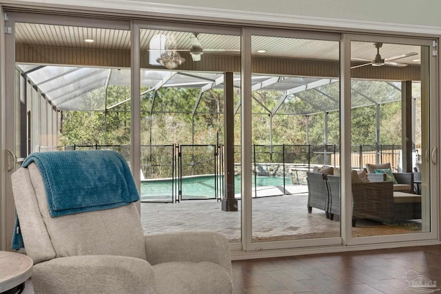 8901 Salt Grass Dr, Pensacola, FL 32526 - doorway to outside with a sunroom and a ceiling fan