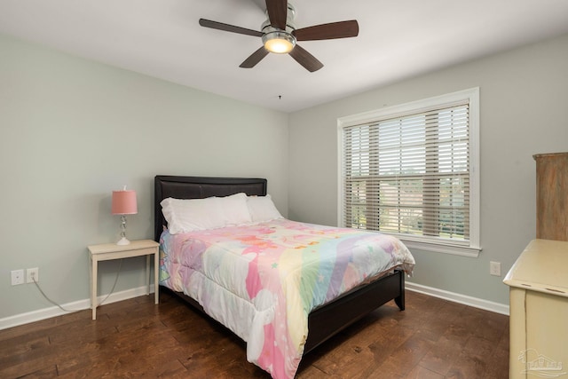 8901 Salt Grass Dr, Pensacola, FL 32526 - bedroom with a ceiling fan, wood-type flooring, and baseboards