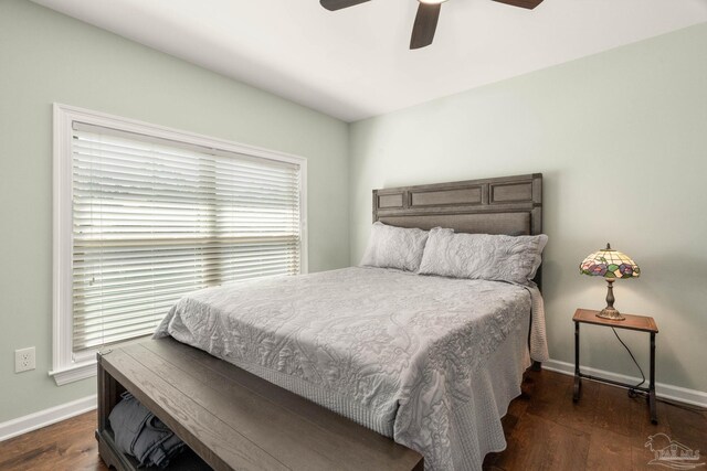 8901 Salt Grass Dr, Pensacola, FL 32526 - bedroom with ceiling fan, baseboards, and wood finished floors