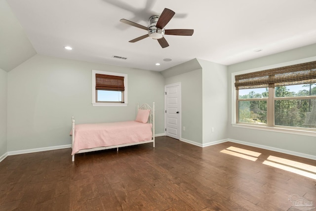 8901 Salt Grass Dr, Pensacola, FL 32526 - unfurnished bedroom with wood-type flooring, visible vents, ceiling fan, and baseboards