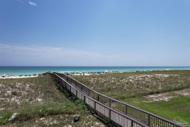 view of water feature featuring a view of the beach