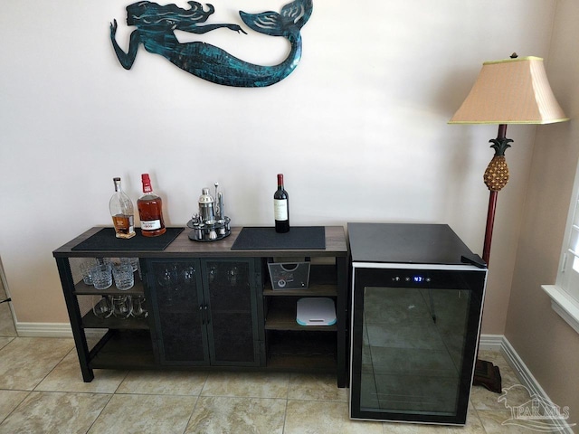 bar with light tile patterned flooring