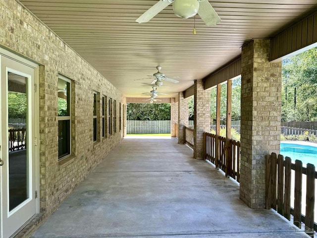 view of patio with a ceiling fan