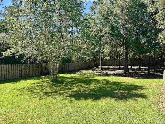 view of yard featuring a fenced backyard