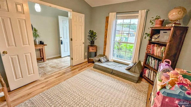 sitting room with light wood-type flooring