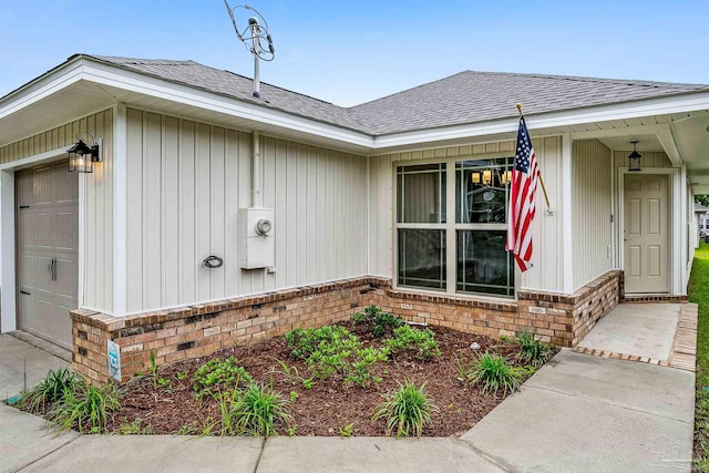 exterior space with a garage