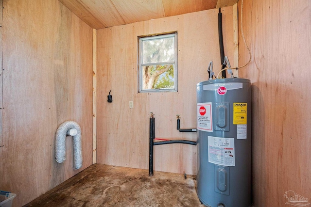 utility room with water heater