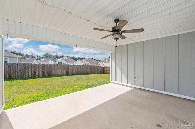 view of patio / terrace featuring ceiling fan