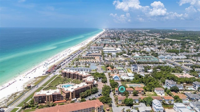 aerial view featuring a view of city, a water view, and a view of the beach