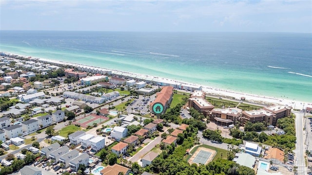 aerial view with a beach view and a water view