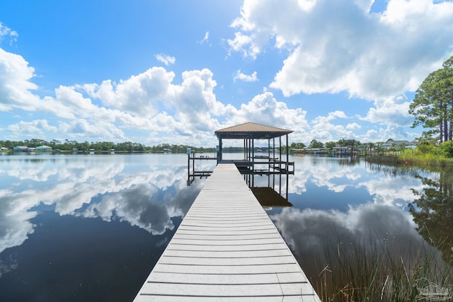 view of dock featuring a water view