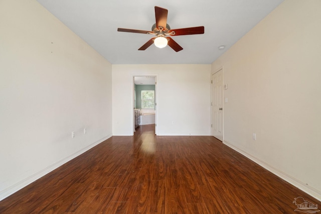 unfurnished room featuring hardwood / wood-style floors and ceiling fan