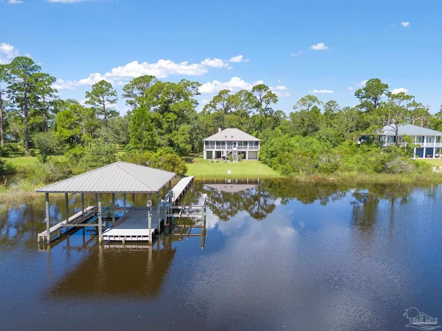 view of dock featuring a water view