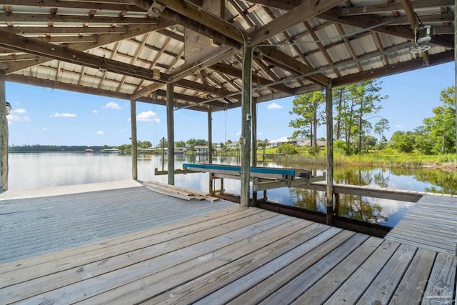 view of dock featuring a water view