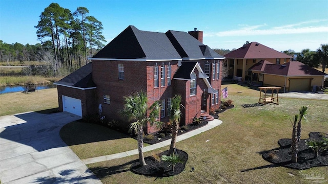 view of side of home with a lawn