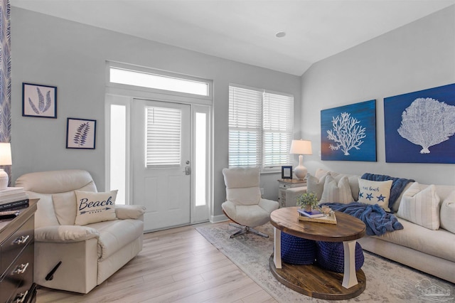 living area featuring light wood-style floors