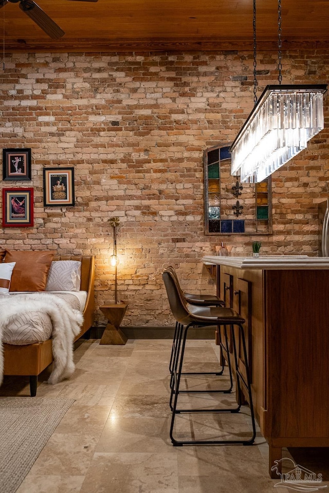 bar with brick wall