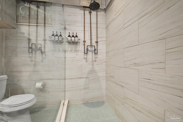 full bath featuring a stall shower and toilet