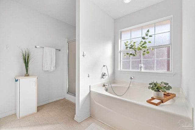 bathroom with independent shower and bath