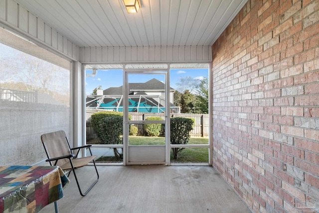 view of unfurnished sunroom