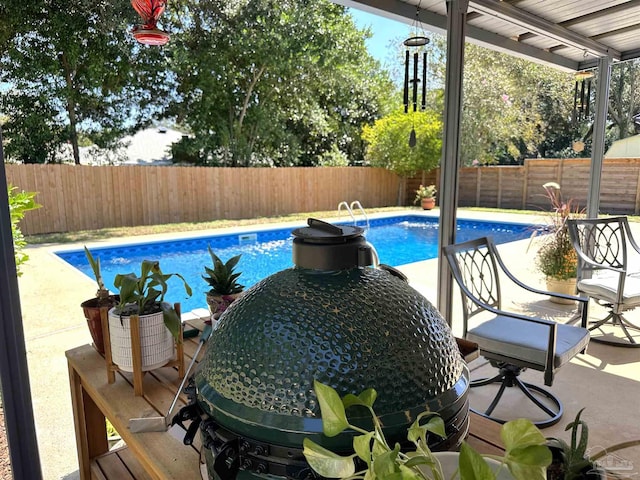 view of swimming pool with a patio area