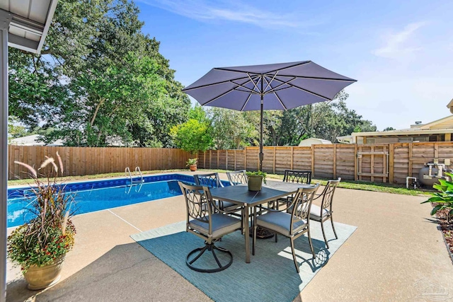 view of swimming pool with a patio area