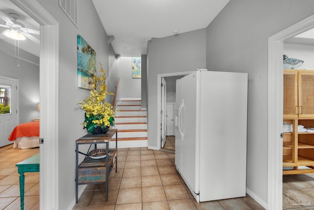 interior space featuring light tile patterned floors