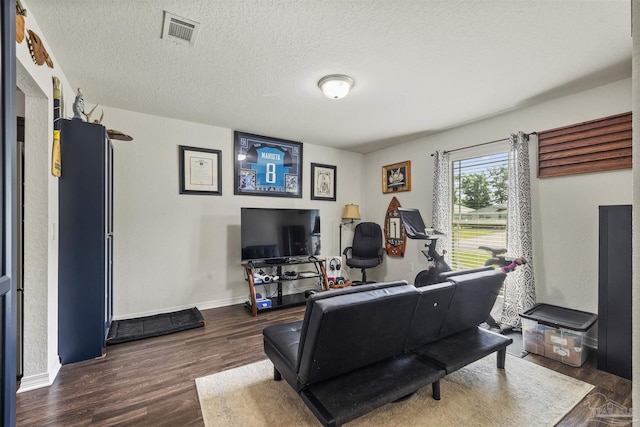 4327 Thistle Pine Ct, Pace, FL 32571 - living room featuring dark wood-style flooring and a textured ceiling